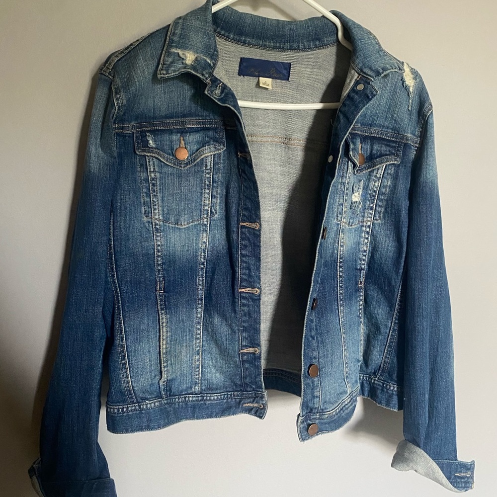 Distressed jean jacket